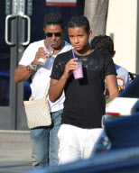 Jermaine Jackson cools down at Coffe Bean with his boys