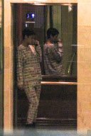 *EXCLUSIVE* Rihanna in an elevator at the Park Wilshire condo