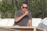 Tom Hanks enjoys a cold one!
