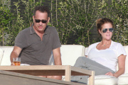 Tom Hanks enjoys a cold one!