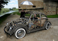 Wrought iron Volkswagen Beetle, Croatia - Jul 2012