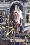 *EXCLUSIVE* Johnny Depp films for "The Lone Ranger" in Arcadia