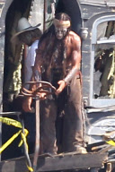 *EXCLUSIVE* Johnny Depp films for "The Lone Ranger" in Arcadia