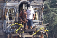 *EXCLUSIVE* Johnny Depp films for "The Lone Ranger" in Arcadia