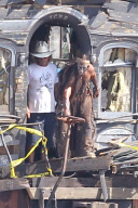 *EXCLUSIVE* Johnny Depp films for "The Lone Ranger" in Arcadia