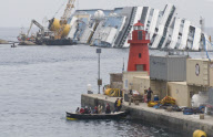 Salvage operation of the wrecked liner Costa Concordia, Isola Del Giglio, Italy - 28 Sep 2012