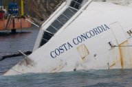 Salvage operation of the wrecked liner Costa Concordia, Isola Del Giglio, Italy - 28 Sep 2012
