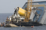 Salvage operation of the wrecked liner Costa Concordia, Isola Del Giglio, Italy - 29 Sep 2012