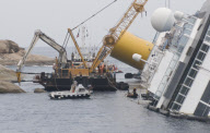 Salvage operation of the wrecked liner Costa Concordia, Isola Del Giglio, Italy - 28 Sep 2012