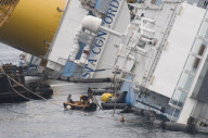 Salvage operation of the wrecked liner Costa Concordia, Isola Del Giglio, Italy - 28 Sep 2012