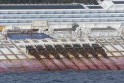 Salvage operation of the wrecked liner Costa Concordia, Isola Del Giglio, Italy - 29 Sep 2012