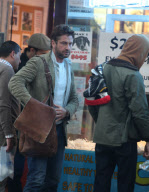 Gerard Butler Stopping to Look at Puppies