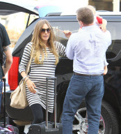 Semi-Exclusive... Engaged Guy Ritchie And Family Departing On A Flight At LAX