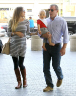 Semi-Exclusive... Engaged Guy Ritchie And Family Departing On A Flight At LAX