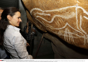 VALLON-PONT-D'ARC: Minister Aurelie Filippetti visits building site of a the facsimile of the Chauvet cave