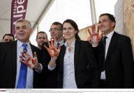 VALLON-PONT-D'ARC: Minister Aurelie Filippetti visits building site of a the facsimile of the Chauvet cave