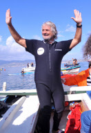 Beppe Grillo opens his electoral campaign by swimming across the Strait of Messina, Italy - 10 Oct 2012