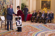 King Juan Carlos of Spain Receive 'ÀQue Es un Rey Para Ti?' Competition Winners At Zarzuela Palace