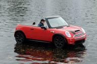 Floating Mini car, Cambridge, Massachusetts, America - 20 Oct 2012