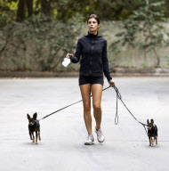 *EXCLUSIVE* Elisabetta Canalis takes a sexy hike with her pet pooches