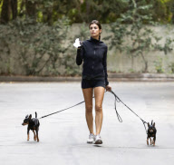 *EXCLUSIVE* Elisabetta Canalis takes a sexy hike with her pet pooches