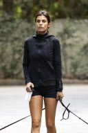 *EXCLUSIVE* Elisabetta Canalis takes a sexy hike with her pet pooches