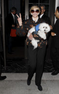 Jane Fonda and her pup attending David Geffen's party at Spago