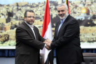 Palestinian Prime Minister, Ismail Haniyeh and Egypt's Prime Ministe,r Hisham Kandil in the Gaza Strip - 16 Nov 2012