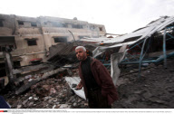 GAZA : Palestinians inspect the damage in a Palestinian house after an Israeli strike in Zeitun, outskirts of Gaza City
