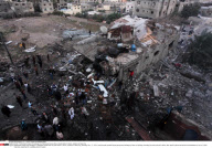 GAZA : Palestinians inspect the damage in a Palestinian house after an Israeli strike in Zeitun, outskirts of Gaza City