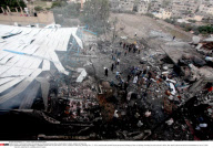GAZA : Palestinians inspect the damage in a Palestinian house after an Israeli strike in Zeitun, outskirts of Gaza City