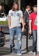 PARIS: Zlatan Ibrahimovic leaves the Avenue restaurant after having lunch with friends.