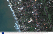 SATELLITE PHOTOGRAPHS SHOWING TSUNAMI STRIKING COAST SOUTH OF COLOMBO, SRI LANKA - 26 DEC 2004