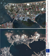 SATELLITE PHOTOGRAPHS SHOWING TSUNAMI HITTING CITY OF BANDA ACEH, INDONESIA - 26 DEC 2004