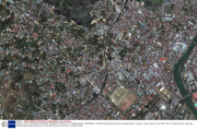 SATELLITE PHOTOGRAPHS SHOWING TSUNAMI HITTING CITY OF BANDA ACEH, INDONESIA - 26 DEC 2004