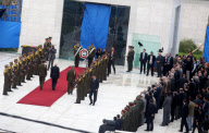 Funeral of Yasser Arafat after exhumation of his body for polonium poisoning investigation at the Mukataa, Ramallah, West Bank - 27 Nov 2012