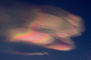 Nacreous 'rainbow' clouds photographed in sky above Aberdeen, Scotland - 09 Dec 2012