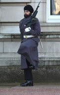 Scots Guardsman first in 180 years to wear a Sikh turban rather than bearskin, Buckingham Palace, London, Britain - 11 Dec 2012