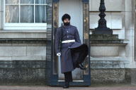 Scots Guardsman first in 180 years to wear a Sikh turban rather than bearskin, Buckingham Palace, London, Britain - 11 Dec 2012
