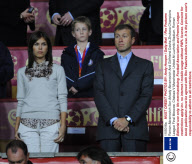 Roman Abramovich Son Arkady Abramovich And Girlfriend Dasha Zhukova Champions League Final Moscow. Chelsea V Manchester United At Luzhniki Stadium.