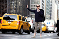 Man wearing 'meggings' in New York, America - 06 Dec 2012