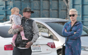 Pink Steps Out in Pajamas to Bring Willow to the Park