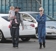 Pink Steps Out in Pajamas to Bring Willow to the Park