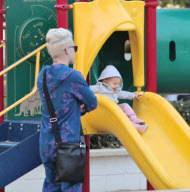 Pink Steps Out in Pajamas to Bring Willow to the Park