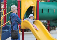 Pink Steps Out in Pajamas to Bring Willow to the Park