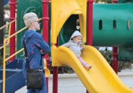 Pink Steps Out in Pajamas to Bring Willow to the Park