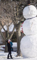 Enormous 5.5m tall snowman built in London, Ontario, Canada - 04 Jan 2013