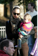 Actress JESSICA ALBA has bottle time at playground with HONOR