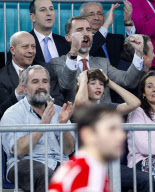 El principe Felipe acude a ver a la seleccion espa¿ola de balonmano en su partido contra Hungria durante el Campeonato Mundial de Balonmano.