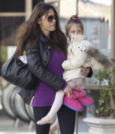 Oksana Grigorieva and daughter Lucia at dance class